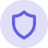 light purple circle, dark purple shield outline