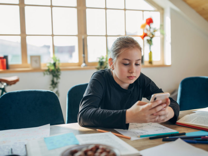 Where kids are exposed to porn and how they should respond-Tween Girl On Phone