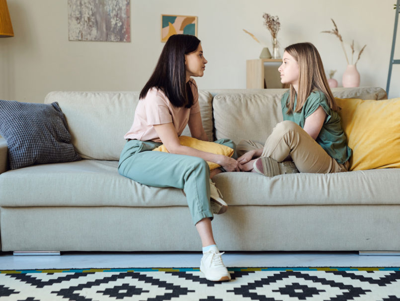 How to Respond to a Child Watching Porn -- Teen Girl And Her Mom Talking On The Couch