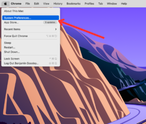 step 1, click system preferences and settings