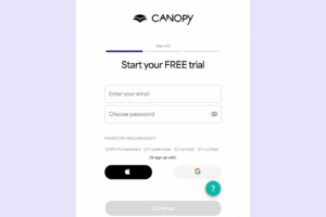 Canopy login screen