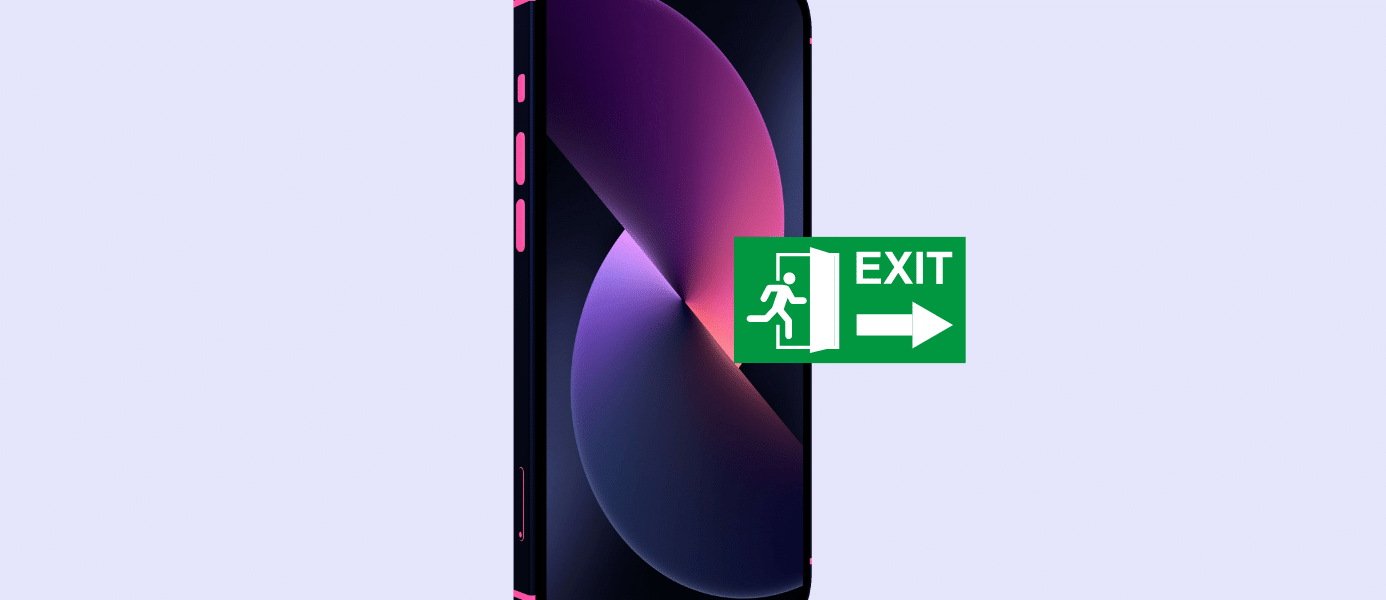 reduce screen time image of iphone with exit sign