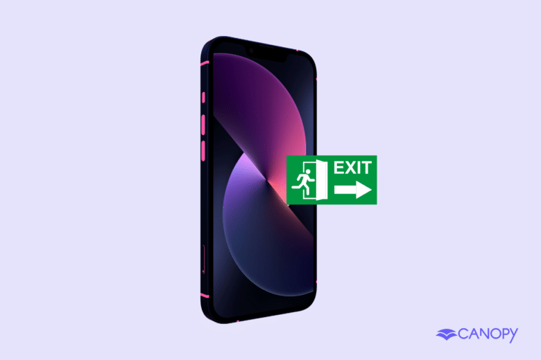 reduce screen time image of iphone with exit sign