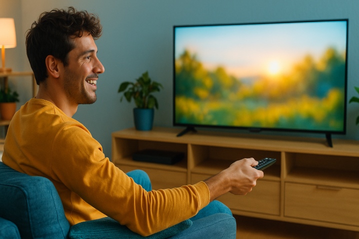 man watching tv